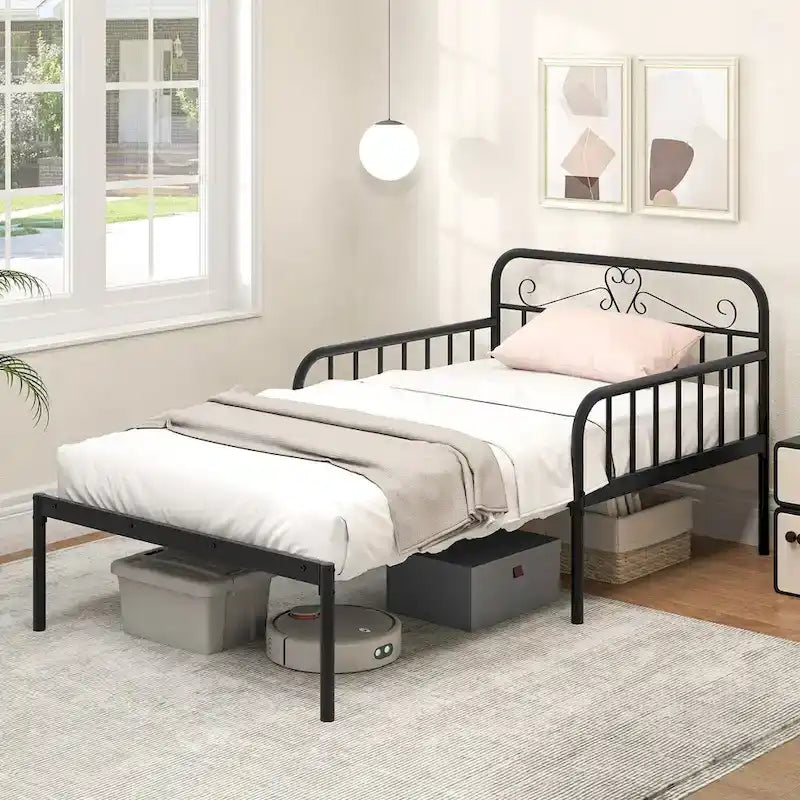 Ausziehbares Metall-Tagesbett, erweiterbar zu einem Einzelbett, strapazierfähig
