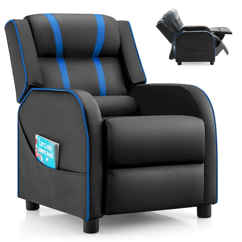 Fauteuil inclinable pour enfant, canapé-fauteuil ergonomique en cuir avec repose-pieds