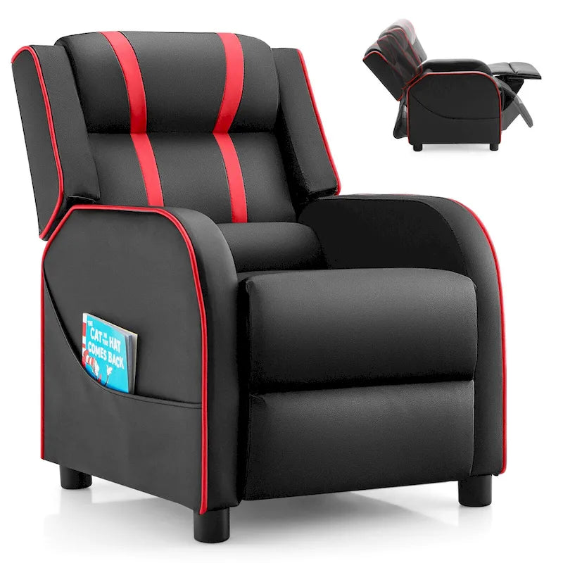 Fauteuil inclinable pour enfant, canapé-fauteuil ergonomique en cuir avec repose-pieds