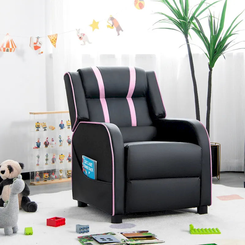 Kids Recliner Chair Ergonomic Leather Sofa Armchair w/Footrest