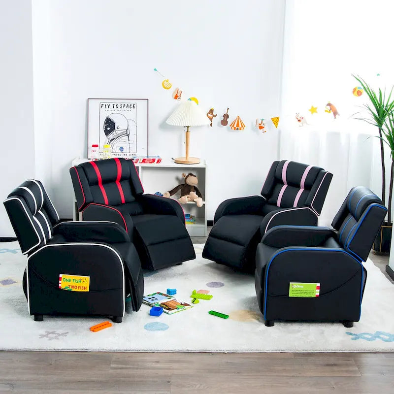Fauteuil inclinable pour enfant, canapé-fauteuil ergonomique en cuir avec repose-pieds
