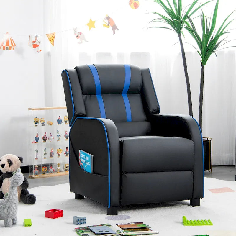Kids Recliner Chair Ergonomic Leather Sofa Armchair w/Footrest