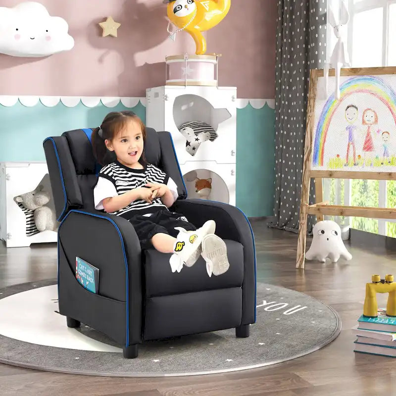 Kids Recliner Chair Ergonomic Leather Sofa Armchair w/Footrest