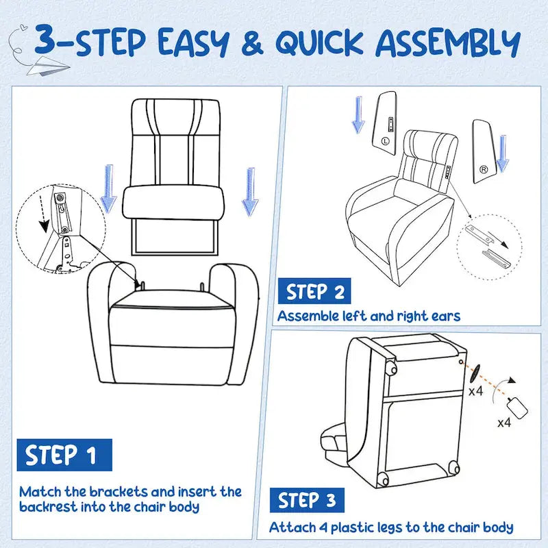 Kids Recliner Chair Ergonomic Leather Sofa Armchair w/Footrest