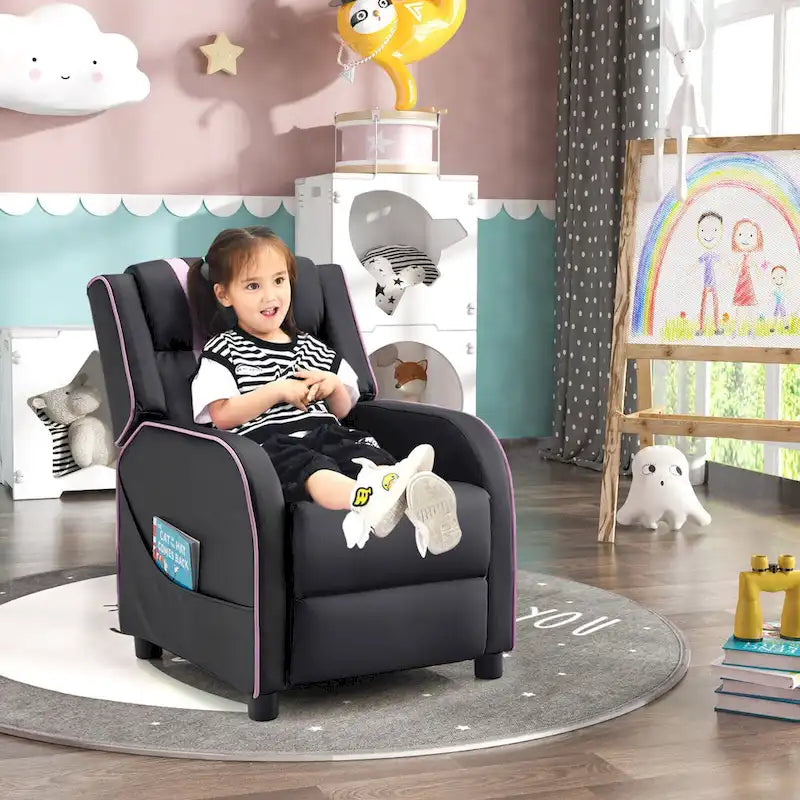Kids Recliner Chair Ergonomic Leather Sofa Armchair w/Footrest