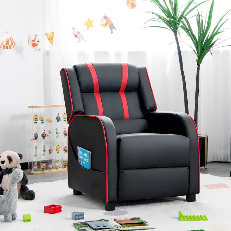 Kids Recliner Chair Ergonomic Leather Sofa Armchair w/Footrest