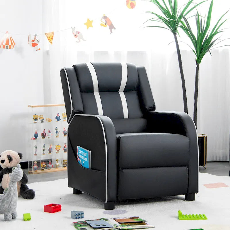 Kids Recliner Chair Ergonomic Leather Sofa Armchair w/Footrest
