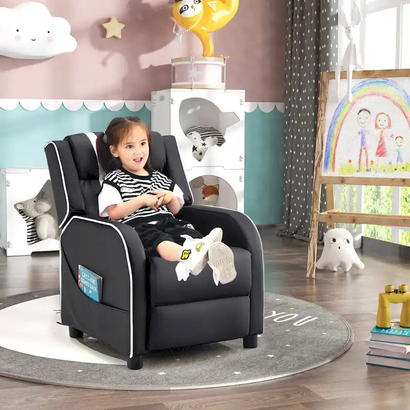 Kids Recliner Chair Ergonomic Leather Sofa Armchair w/Footrest