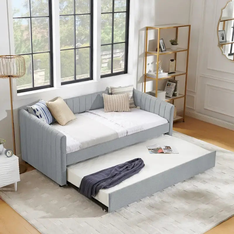 Twin Size Linen Daybed with Trundle & - 500LB
