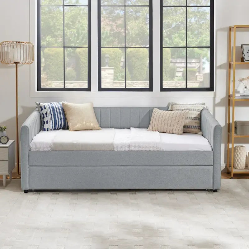 Twin Size Linen Daybed with Trundle & - 500LB