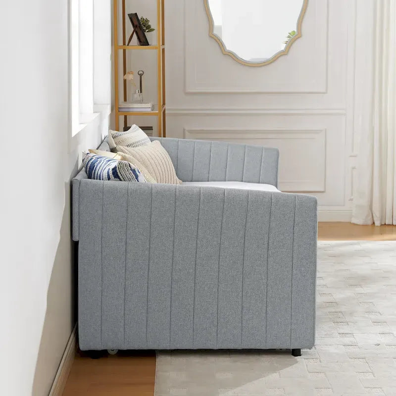 Twin Size Linen Daybed with Trundle & - 500LB