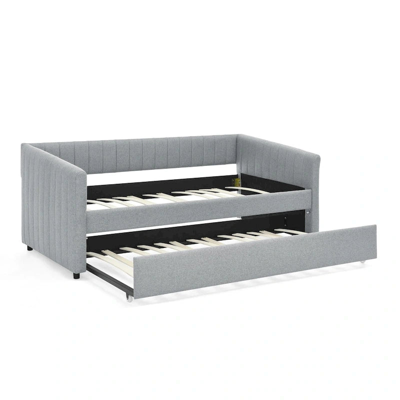 Twin Size Linen Daybed with Trundle & - 500LB