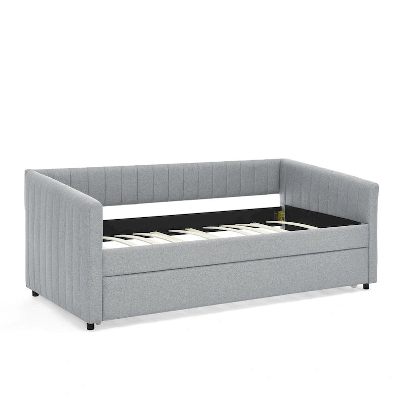 Twin Size Linen Daybed with Trundle & - 500LB