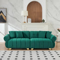 Green Velvet 3-seater Sofa with Spring-Wrapped Cushions