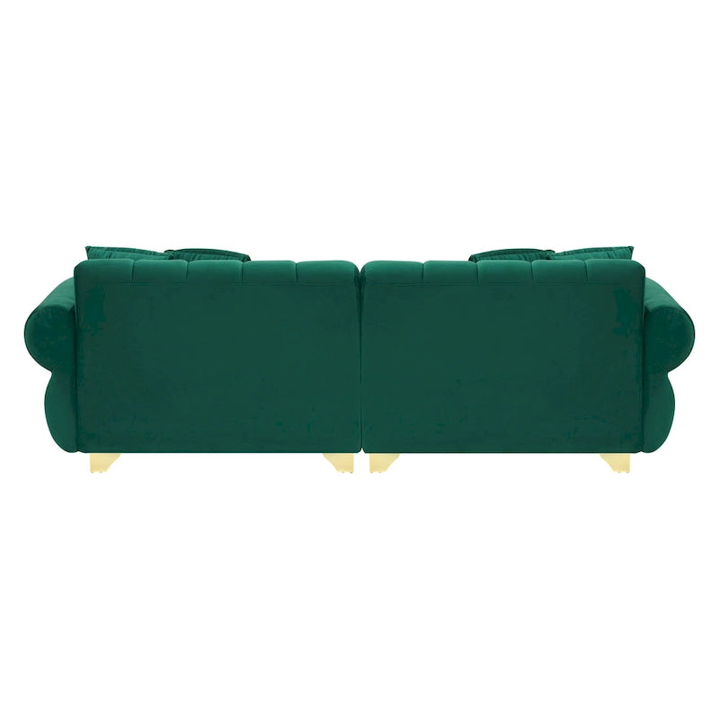 Green Velvet 3-seater Sofa with Cushions