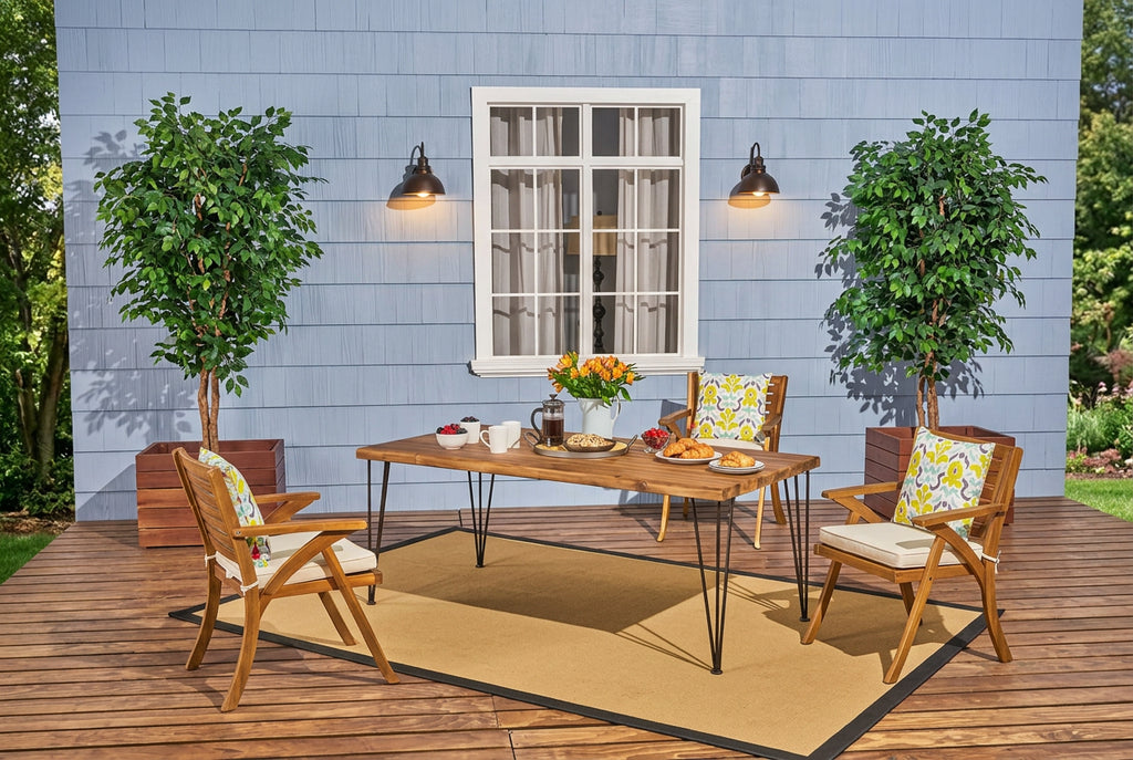 Christopher Knight Home Zion Acacia Wood 72-Inch Dining Table - teak finish + rustic metal