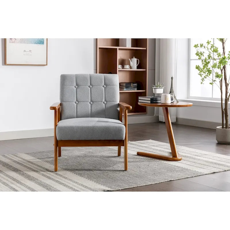Fauteuil d’appoint Leisure avec accoudoirs en bois massif, pour salon ou chambre