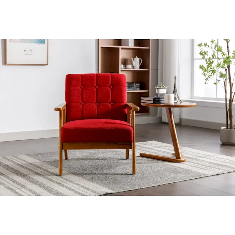 Fauteuil d’appoint Leisure avec accoudoirs en bois massif, pour salon ou chambre