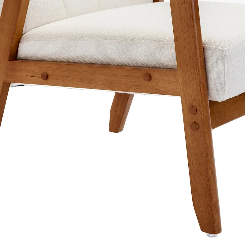 Fauteuil d’appoint Leisure avec accoudoirs en bois massif, pour salon ou chambre