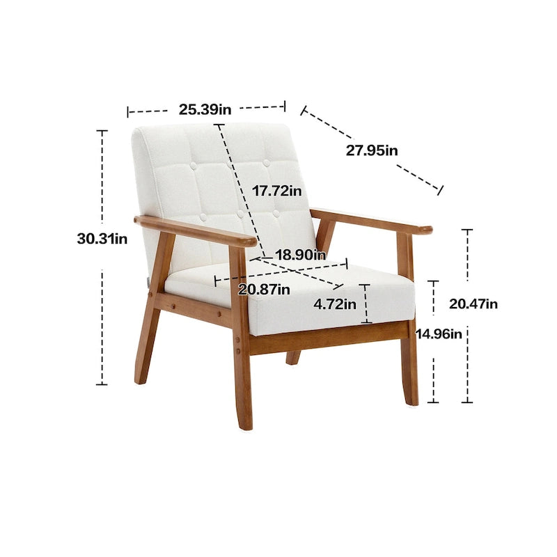 Fauteuil d’appoint Leisure avec accoudoirs en bois massif, pour salon ou chambre