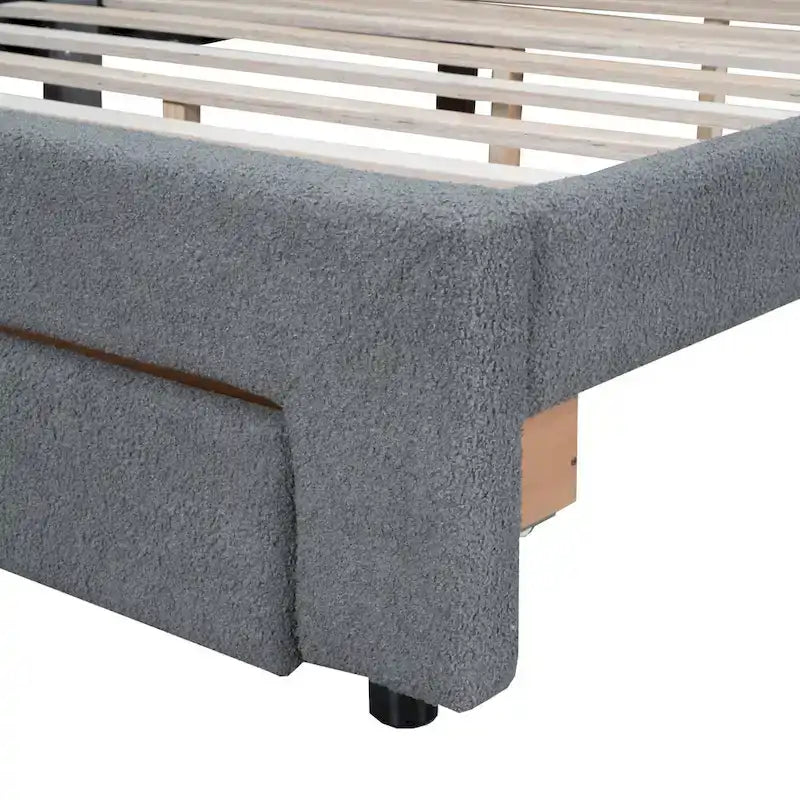 Gepolstertes Plattformbett in Queen-Size mit Schublade