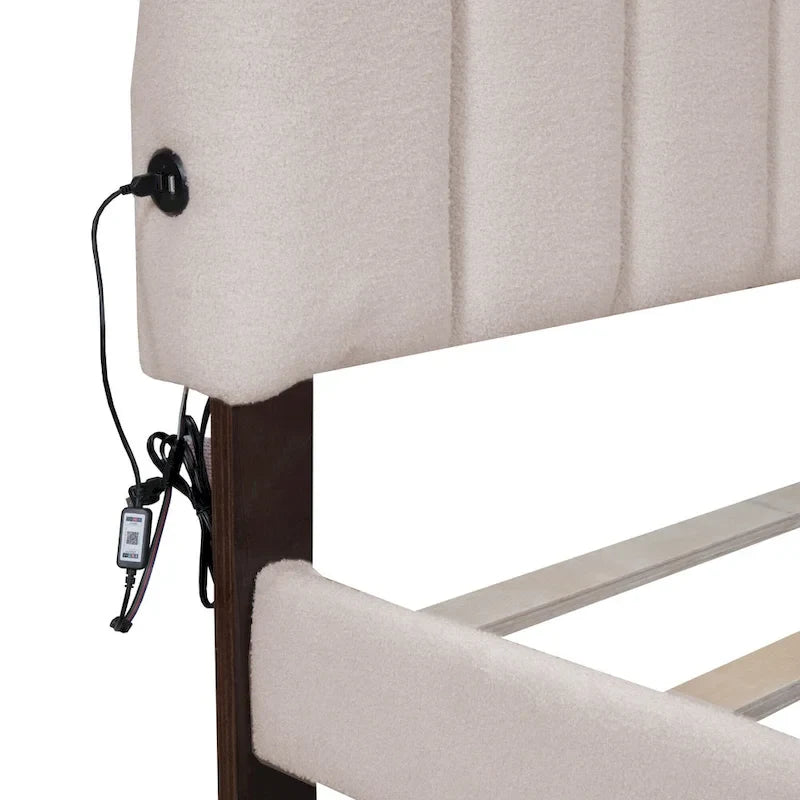 Gepolstertes Plattformbett in Queen-Size mit Schublade