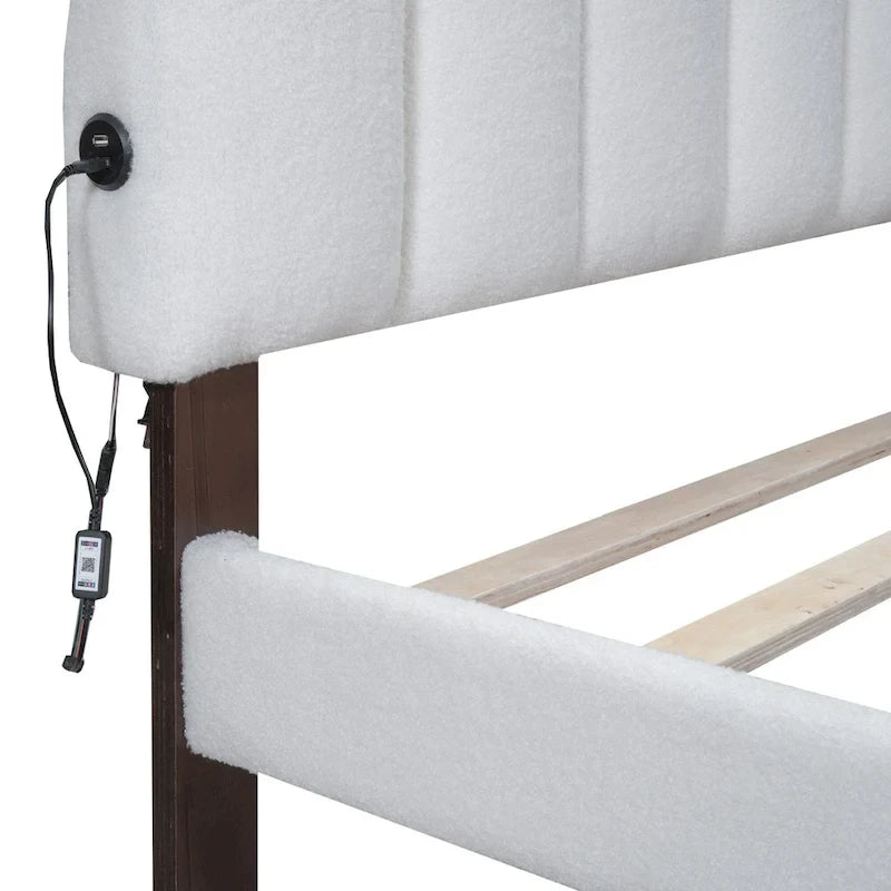 Gepolstertes Plattformbett in Queen-Size mit Schublade
