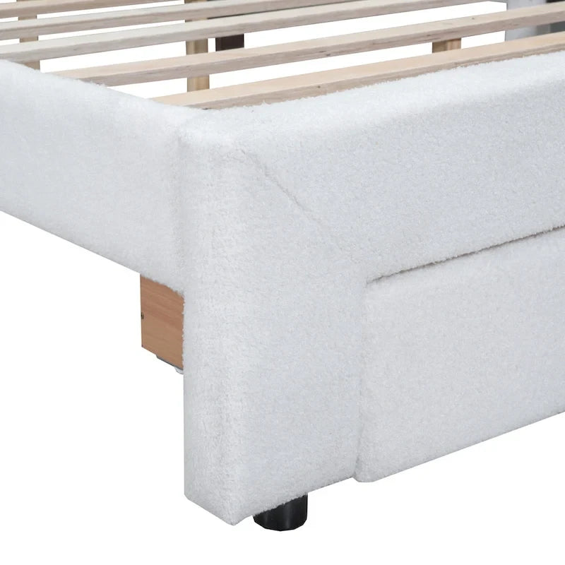 Gepolstertes Plattformbett in Queen-Size mit Schublade