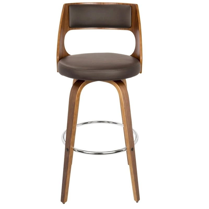 Tabourets de bar à hauteur fixe de 30 pouces avec pieds en bois courbé et repose-pieds rond (lot de 2)