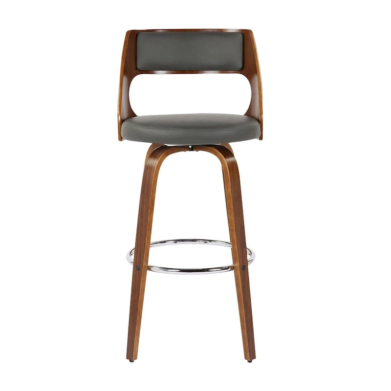 Tabourets de bar à hauteur fixe de 30 pouces avec pieds en bois courbé et repose-pieds rond (lot de 2)