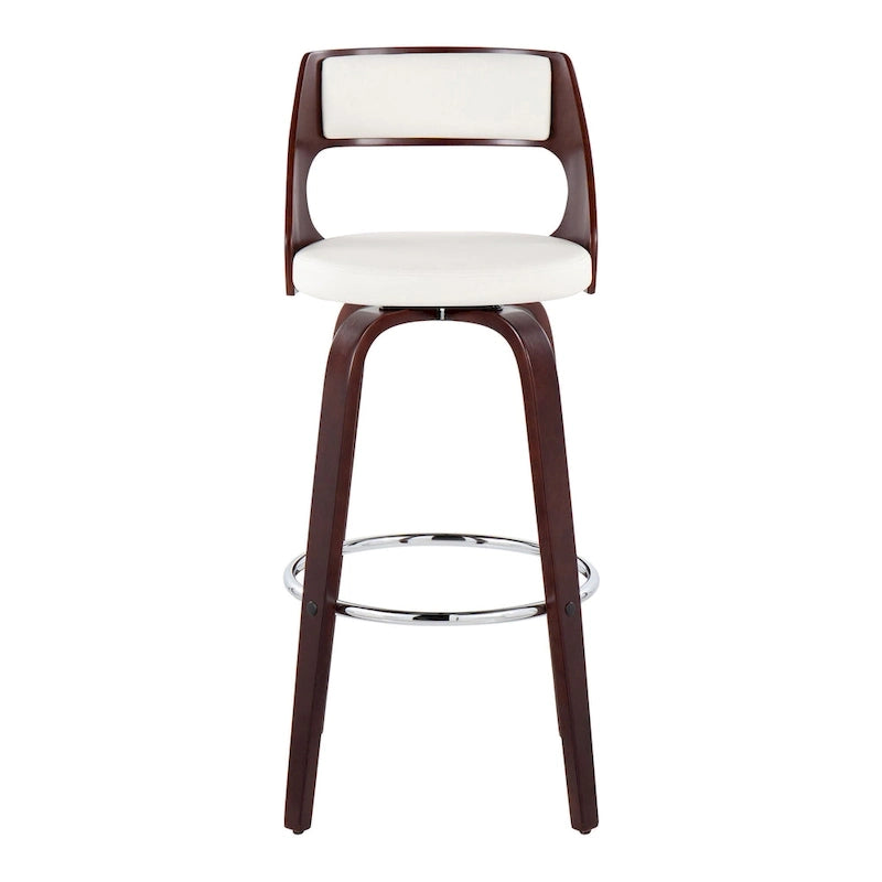 Tabourets de bar à hauteur fixe de 30 pouces avec pieds en bois courbé et repose-pieds rond (lot de 2)