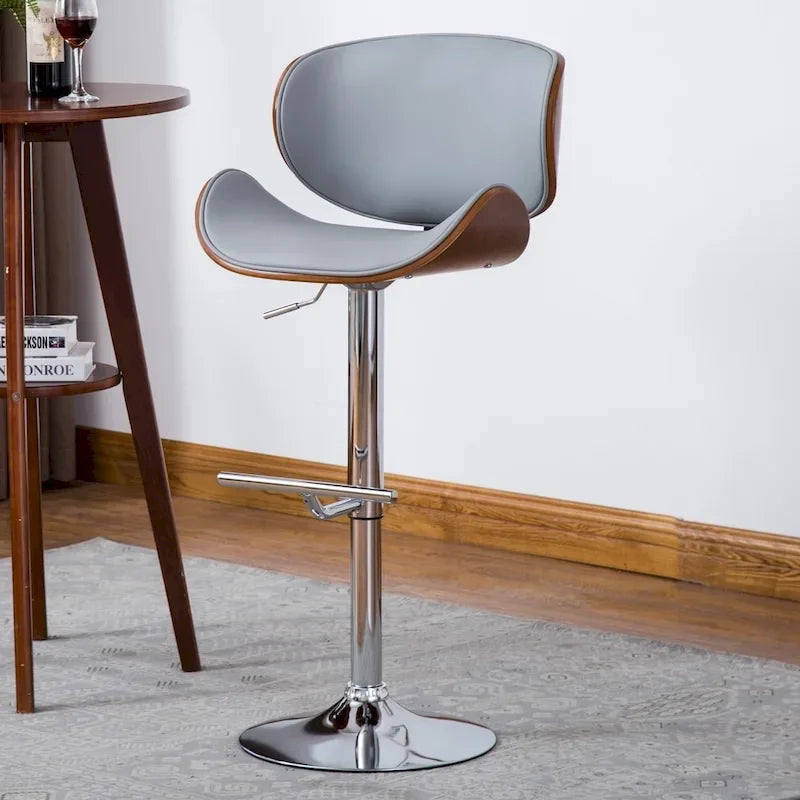 Tabouret de bar moderne pivotant en noyer à hauteur réglable