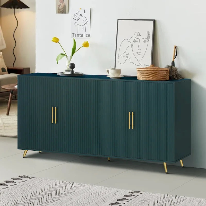 TV-Ständer aus Holz mit Aufbewahrungsschrank und verstellbaren Regalen - 15.70 x 60.00 x 32.30