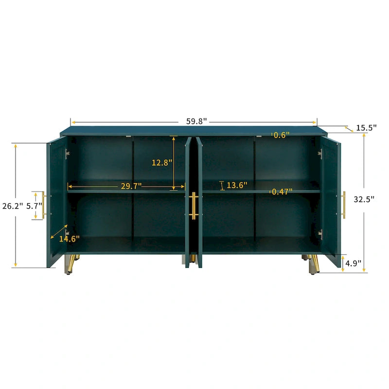 TV-Ständer aus Holz mit Aufbewahrungsschrank und verstellbaren Regalen - 15.70 x 60.00 x 32.30