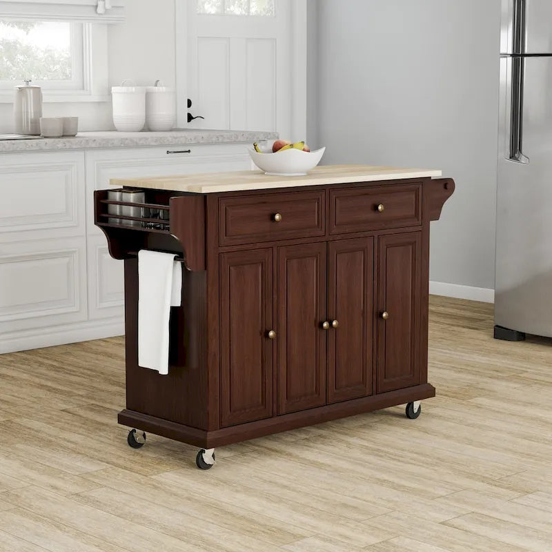 Crosley Full Size Mahogany Wood Kitchen Cart/ Island - 18d x 51.5w x 36h