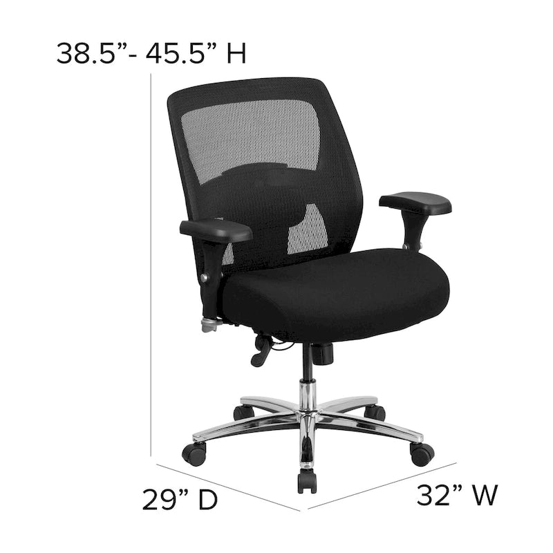 Ergonomischer Mesh-Bürostuhl für intensive Nutzung rund um die Uhr, für große und kräftige Personen, Belastbarkeit 500