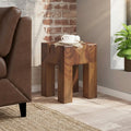 vidaXL Solid Teak Wood Stool, Small Side Table, Brown - 11.8 x 11.8 x 15.7