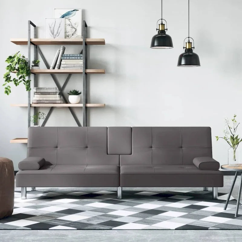 Ausklappbares Schlafsofa mit Getränkehaltern aus Kunstleder - 78.7 x 35 x 27.6