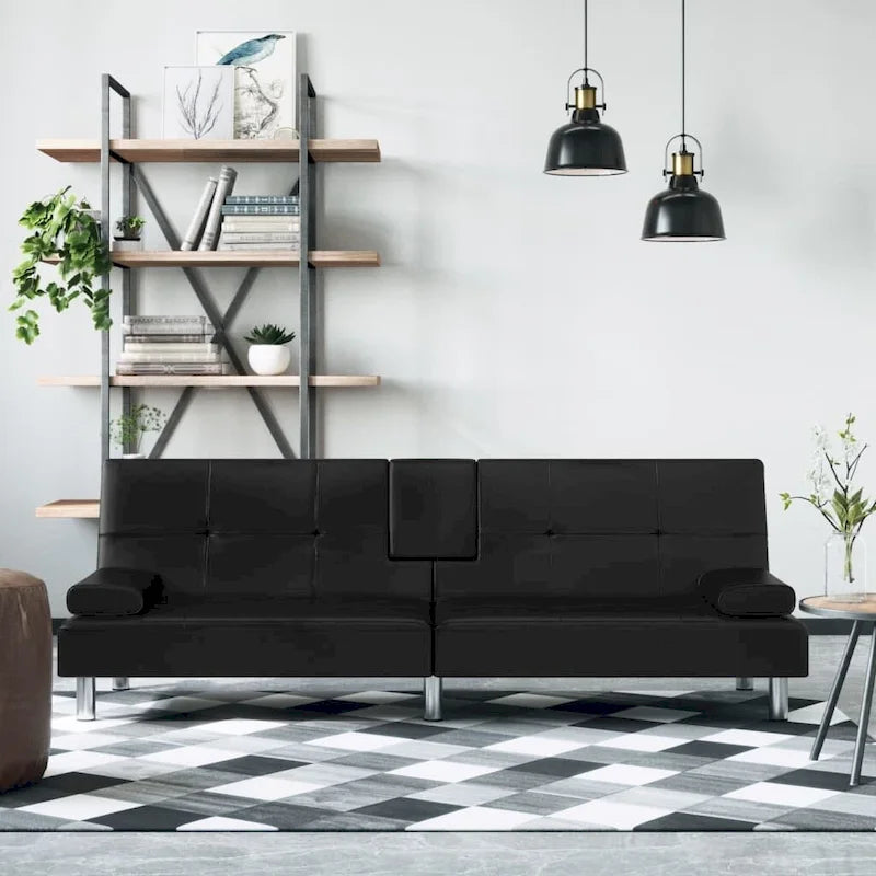 Ausklappbares Schlafsofa mit Getränkehaltern aus Kunstleder - 78.7 x 35 x 27.6