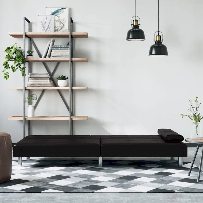 Ausklappbares Schlafsofa mit Getränkehaltern aus Kunstleder - 78.7 x 35 x 27.6