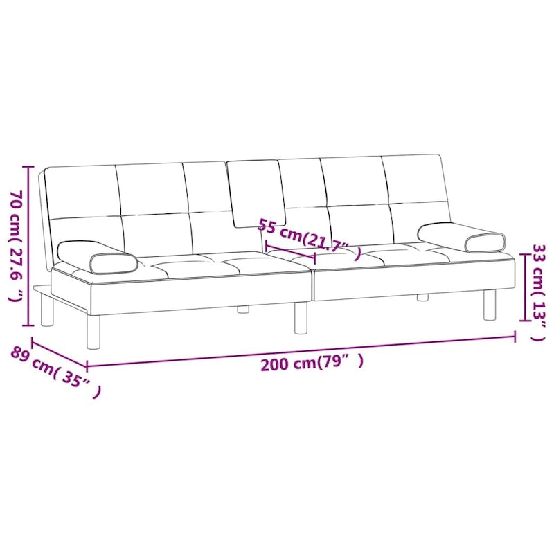 Ausklappbares Schlafsofa mit Getränkehaltern aus Kunstleder - 78.7 x 35 x 27.6