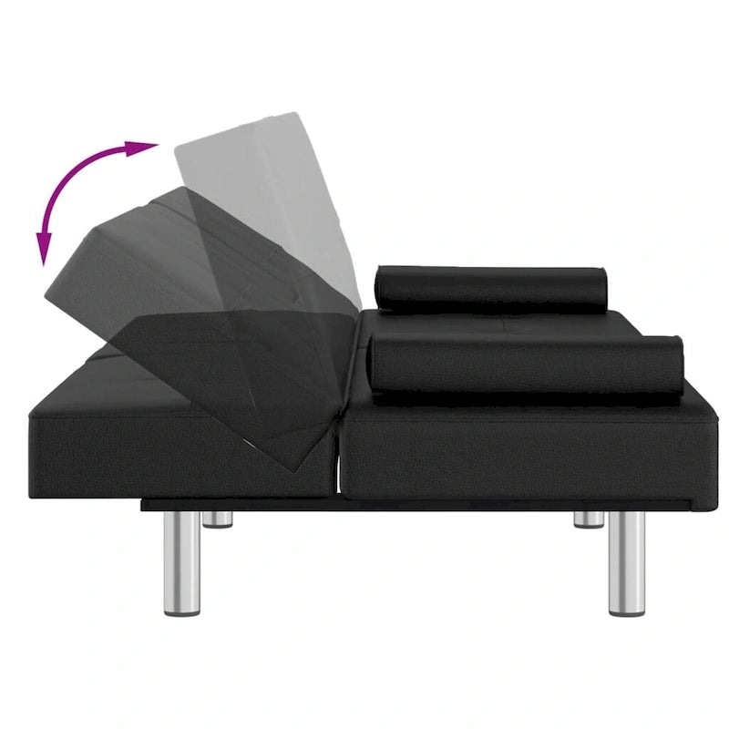 Ausklappbares Schlafsofa mit Getränkehaltern aus Kunstleder - 78.7 x 35 x 27.6