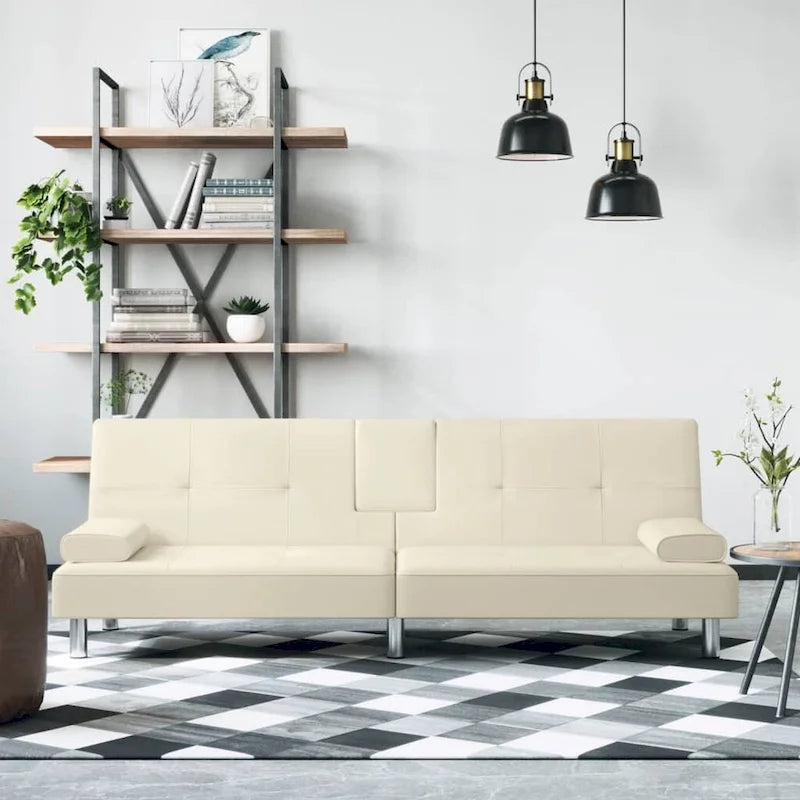 Ausklappbares Schlafsofa mit Getränkehaltern aus Kunstleder - 78.7 x 35 x 27.6