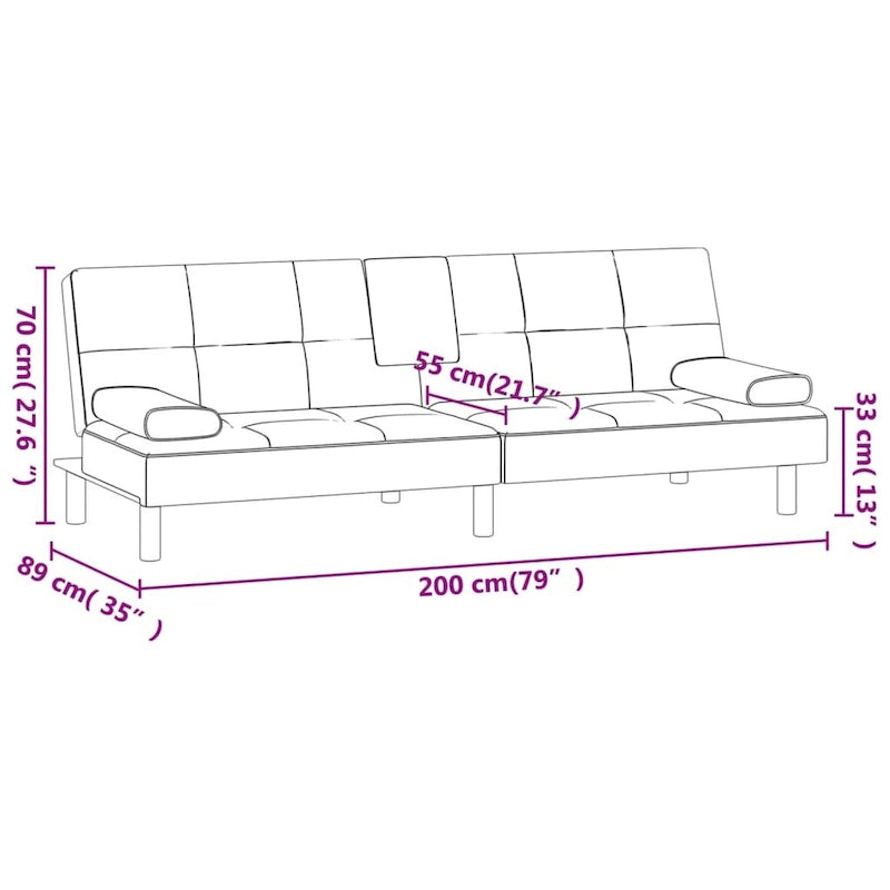 Ausklappbares Schlafsofa mit Getränkehaltern aus Kunstleder - 78.7 x 35 x 27.6