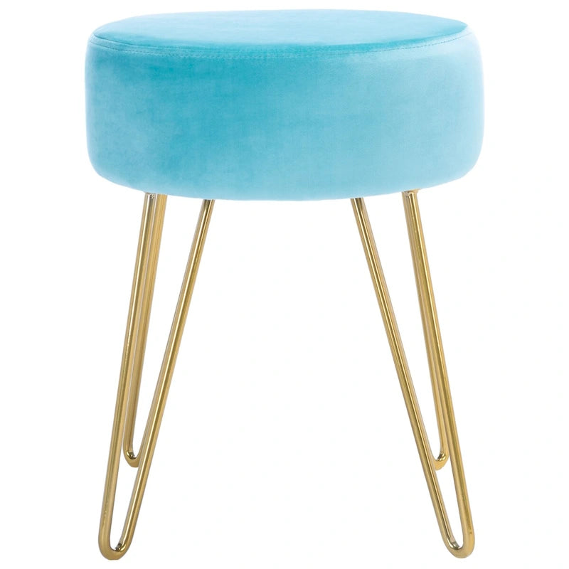 Silla otomana decorativa redonda dorada para sala de estar