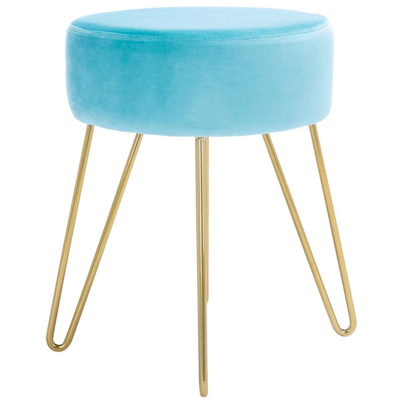 Silla otomana decorativa redonda dorada para sala de estar