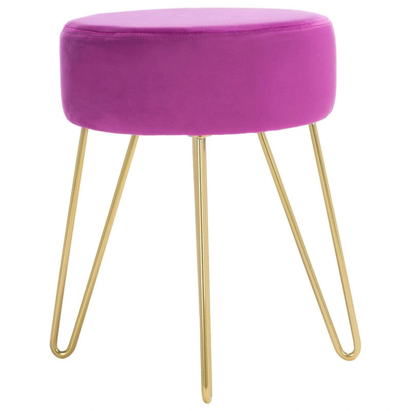 Silla otomana decorativa redonda dorada para sala de estar