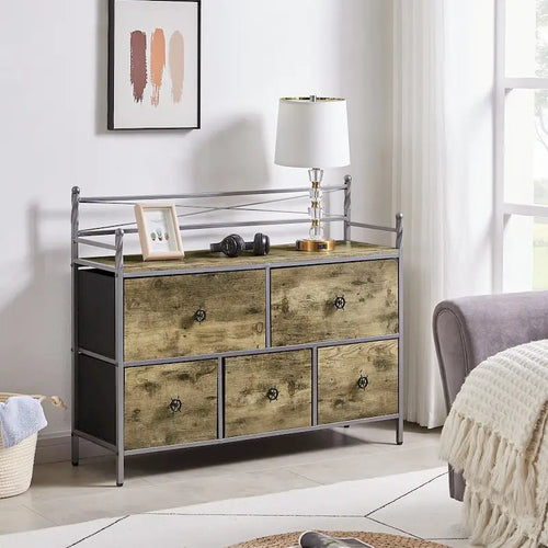 Holzkommode mit 5 Schubladen zur Aufbewahrung für Schlafzimmer und Wohnzimmer