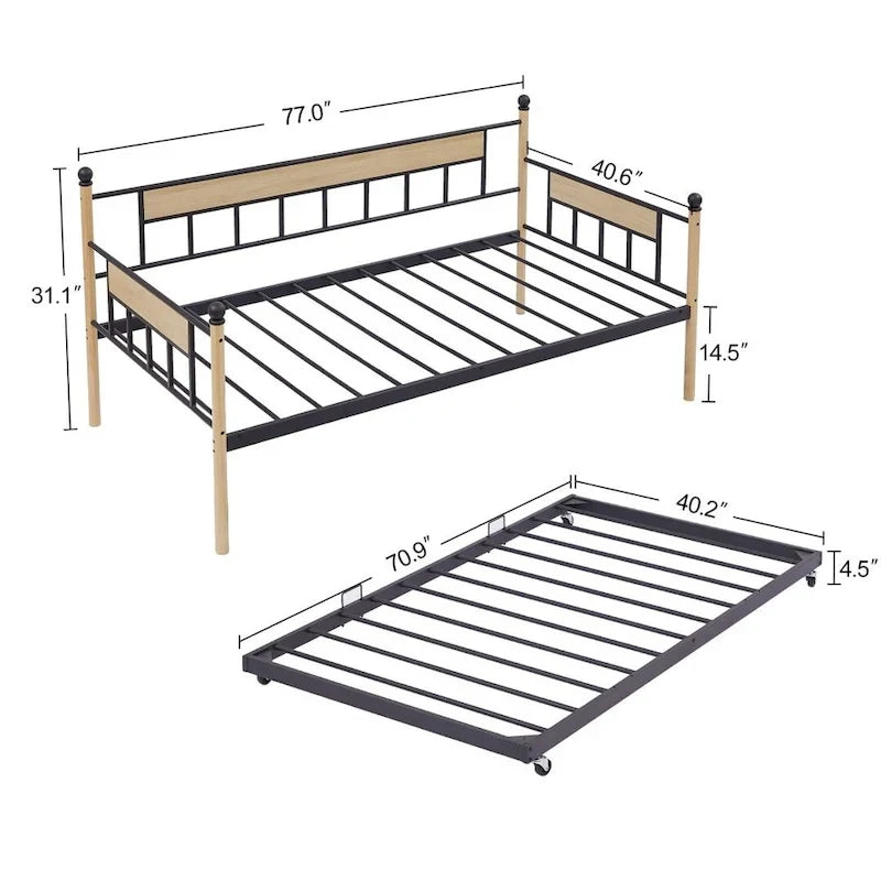 Metall-Tagesbett-Schlafsofa mit Ausziehbett