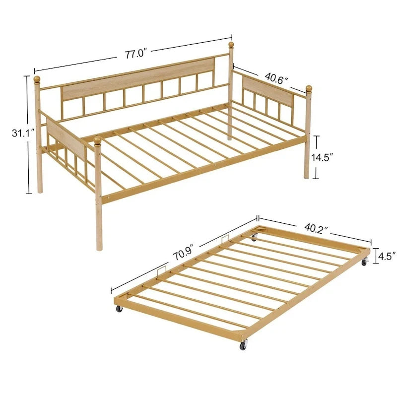 Metall-Tagesbett-Schlafsofa mit Ausziehbett